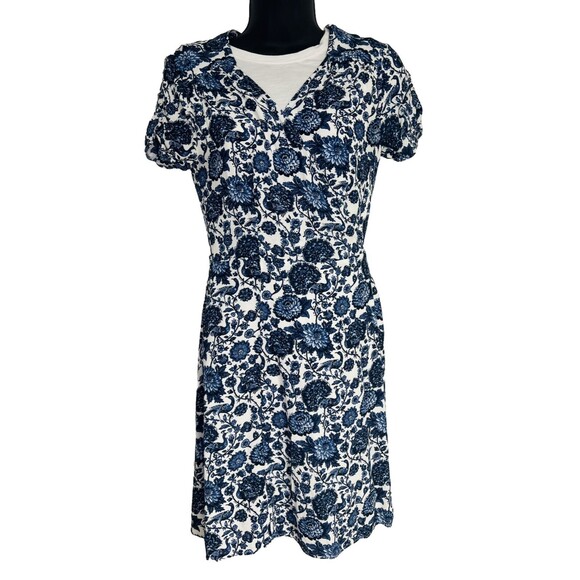 & Other Stories Dress Women's Size 4 Blue White Mini Wrap Floral Lucia Print - Picture 1 of 8